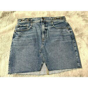Express High-Waisted Denim Horsebit Mini Skirt Med Wash Women's 6